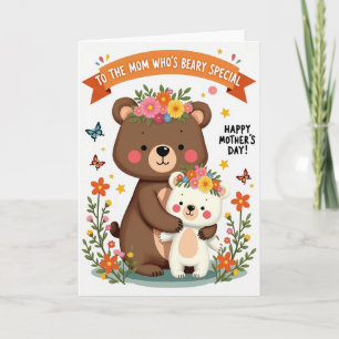 Carte de vœux de la célébration Floral Bear Hugs