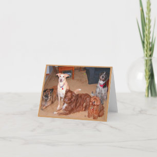 Carte de voeux de la famille des chiens