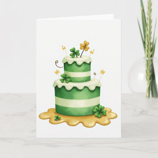 Carte de vœux de la Fête de la Chance avec Gâteau (Devant)