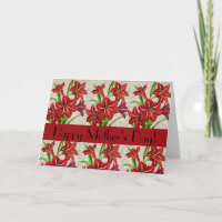 Carte de vœux de la fête des mères aux lys rouges