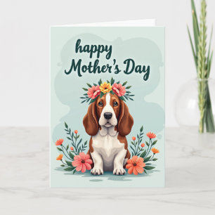 Carte de vœux de la fête des mères avec chien flor