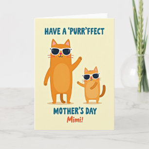 Carte de vœux de la fête des mères Cool Cat