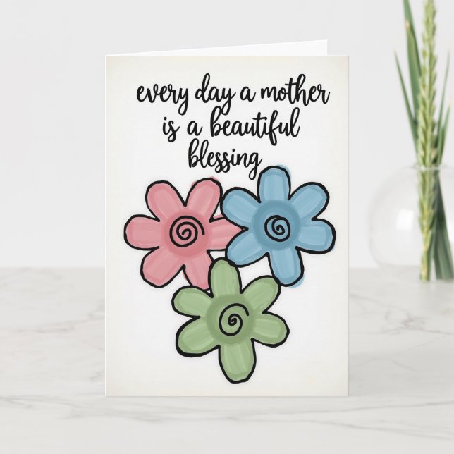 Carte de vœux de la fête des mères florale (Devant)