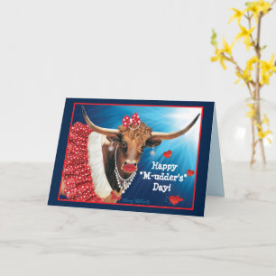 Carte de vœux de la fête des mères Longhorn Cow