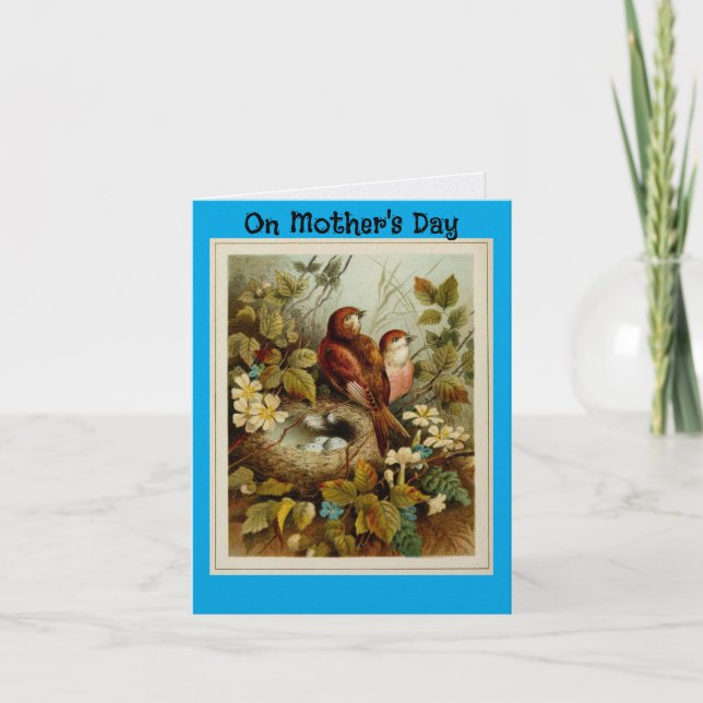 Carte de vœux de la fête des mères Oiseaux avec un (Devant)