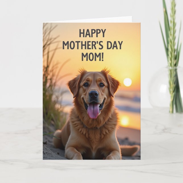 Carte de vœux de la fête des mères Sunset Dog (Devant)