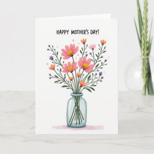 Carte de vœux de la fête des mères Vase rayé