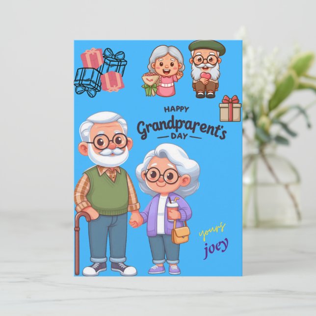 carte de voeux de la journée des grands-parents (Debout devant)