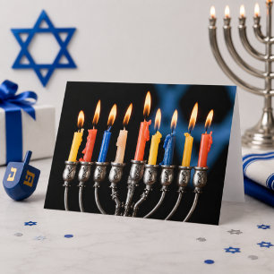 Carte de vœux de la Menorah de Hanouka