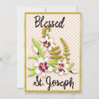 Carte de vœux de la Saint-Joseph bénie avec un lys