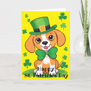 Carte de vœux de la Saint-Patrick avec un chiot jo
