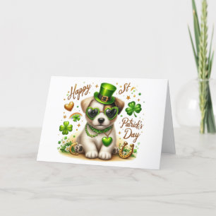 Carte de vœux de la Saint-Patrick avec un chiot mi