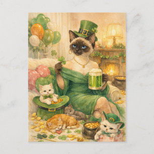 Carte de vœux de la Saint-Patrick Chat Glamour