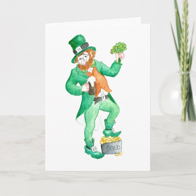 Carte de voeux de la Saint Patrick 'Leprechaun' (Devant)