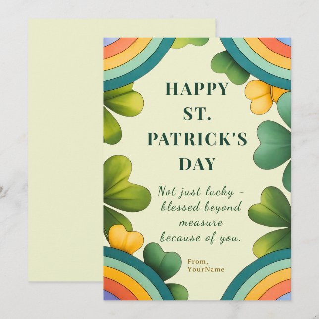 Carte de vœux de la Saint-Patrick Lucky Shamrock (Devant / Derrière)