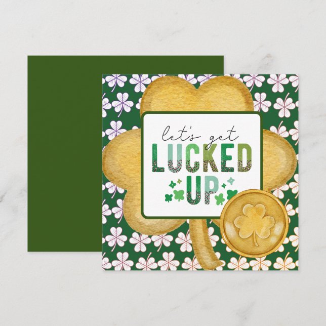 Carte de voeux de la Saint Patrick LUCKY UP (Devant / Derrière)