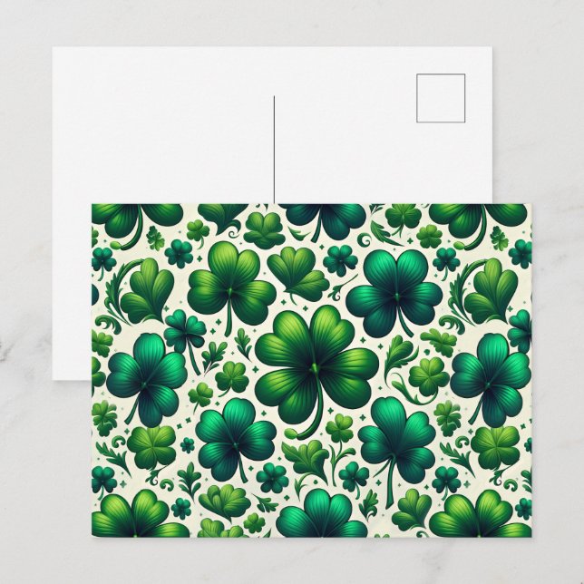 Carte de vœux de la Saint-Patrick Shamrock chanceu (Devant / Derrière)