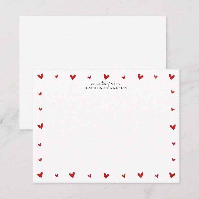 Carte de vœux de la Saint-Valentin à bordure de cœ (Devant / Derrière)