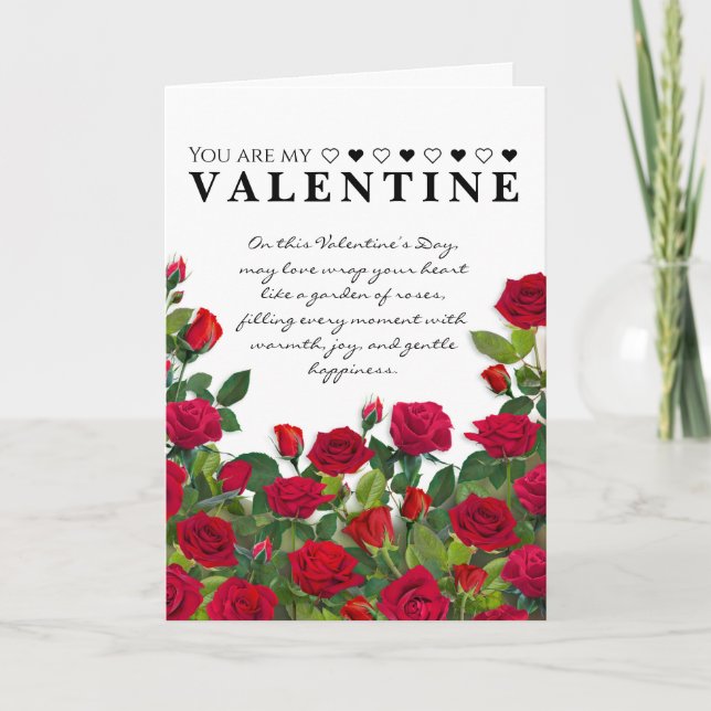 Carte de vœux de la Saint-Valentin à la rose rouge (Devant)