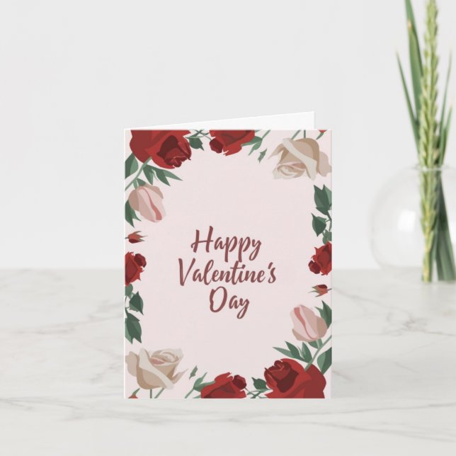 Carte de vœux de la Saint-Valentin aux roses flora (Devant)