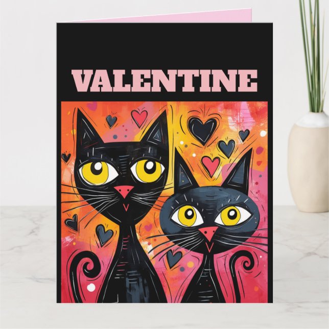 CARTE DE VOEUX DE LA SAINT-VALENTIN CHAT LES CHATS (Devant)