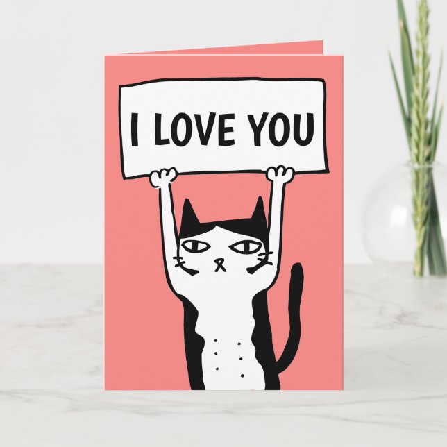 CARTE DE VŒUX DE LA SAINT-VALENTIN CHAT MIGNON (Devant)