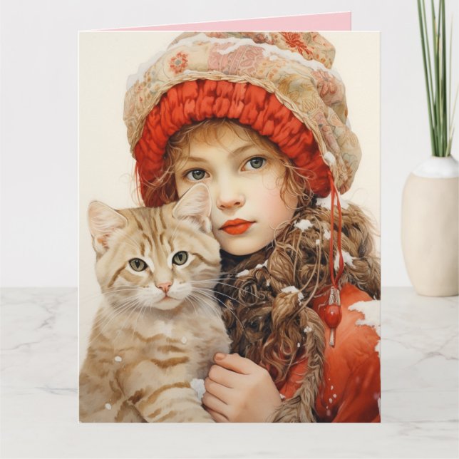 CARTE DE VOEUX DE LA SAINT-VALENTIN FILLE MIGNONNE (Devant)