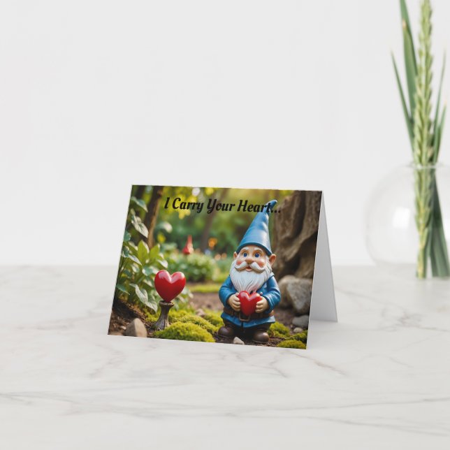 Carte de vœux de la Saint-Valentin Gnome avec cœur (Devant)