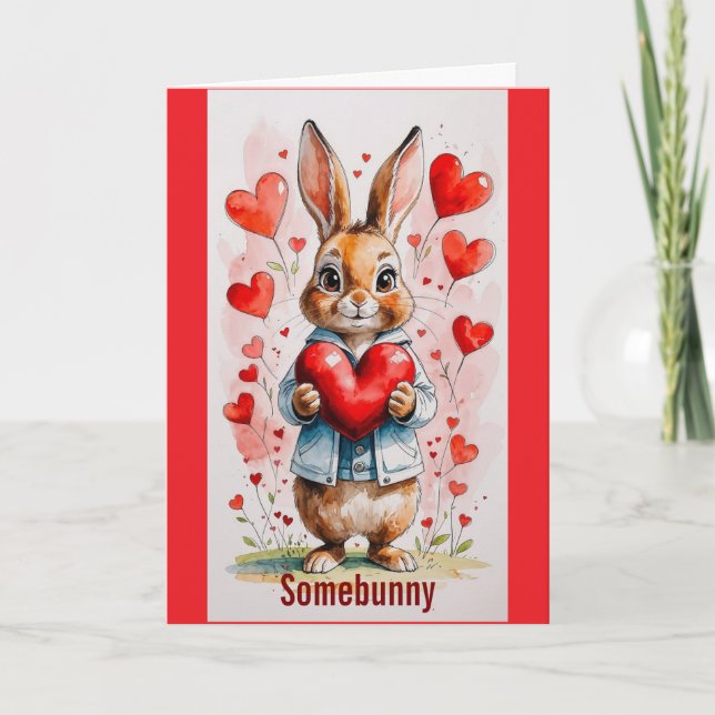 Carte de vœux de la Saint-Valentin Lapin avec des  (Devant)