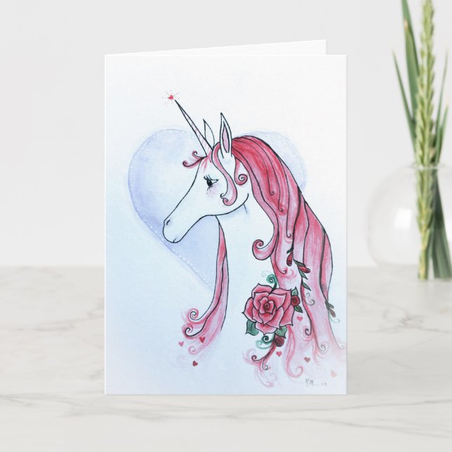 Carte de vœux de la Saint-Valentin licorne (Devant)
