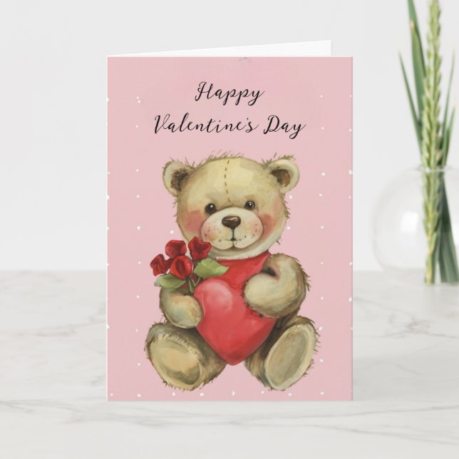 Carte de vœux de la Saint-Valentin Ourson Heureux  (Devant)