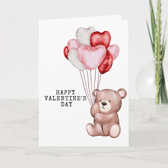 Carte de vœux de la Saint-Valentin Ourson mignon (Devant)