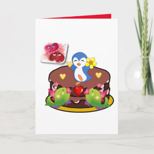 Carte de vœux de la Saint-Valentin Pingouin