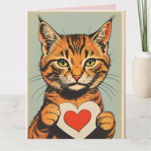 Carte de vœux de la Saint-Valentin pour chat tigré