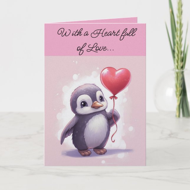 Carte de vœux de la Saint-Valentin pour pingouin (Devant)