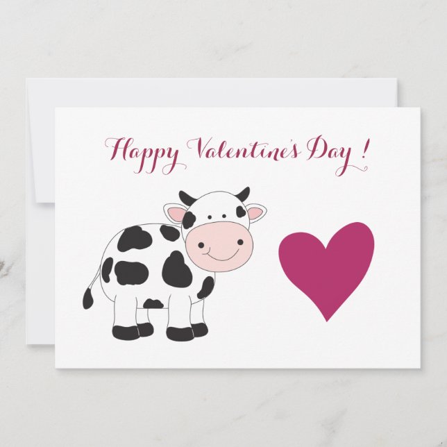 Carte de vœux de la Saint-Valentin vache (Devant)