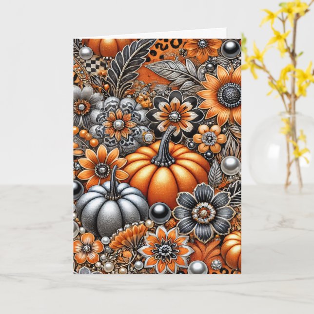 Carte de vœux de la saison effrayante d'Halloween  (Fleur jaune)