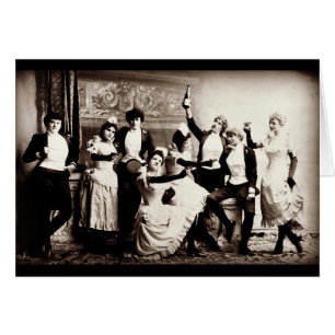 Carte de voeux de la scène Vintage Filles de fête