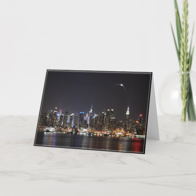Carte de vœux de la skyline de la ville de nuit av (Devant)