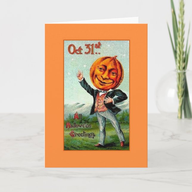 Carte de voeux de la tête du Citrouille d'Hallowee (Devant)