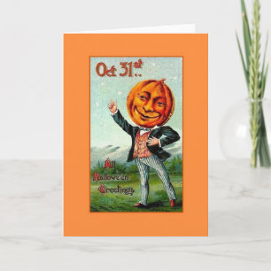 Carte de voeux de la tête du Citrouille d'Hallowee