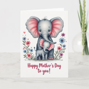 Carte de vœux de l'amour de la famille éléphant
