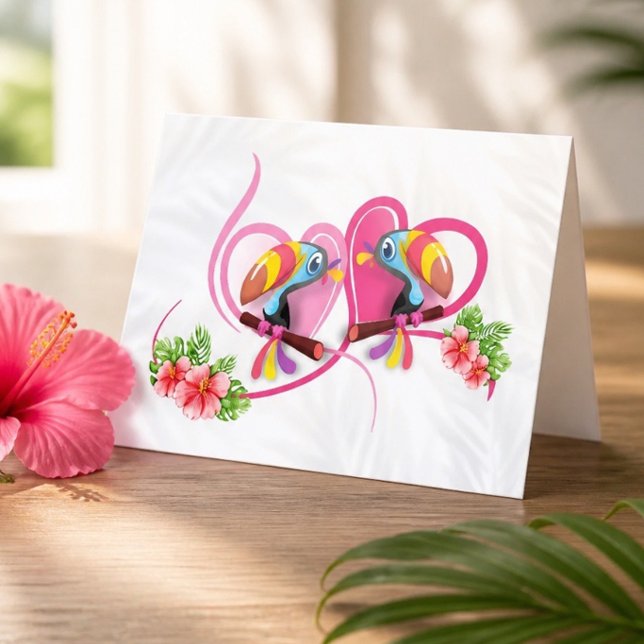 Carte de vœux de l'amour de toucan tropical (Créateur téléchargé)