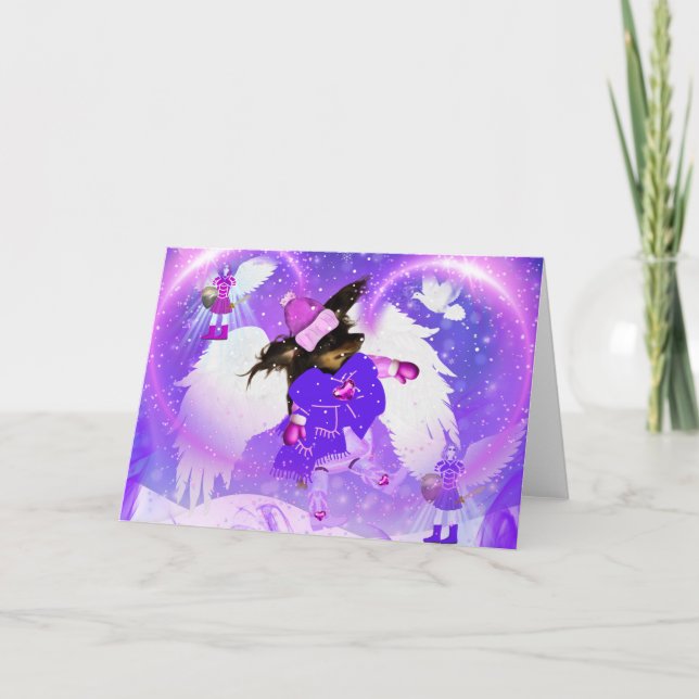 Carte de vœux de l'ange de neige de chéri (Devant)
