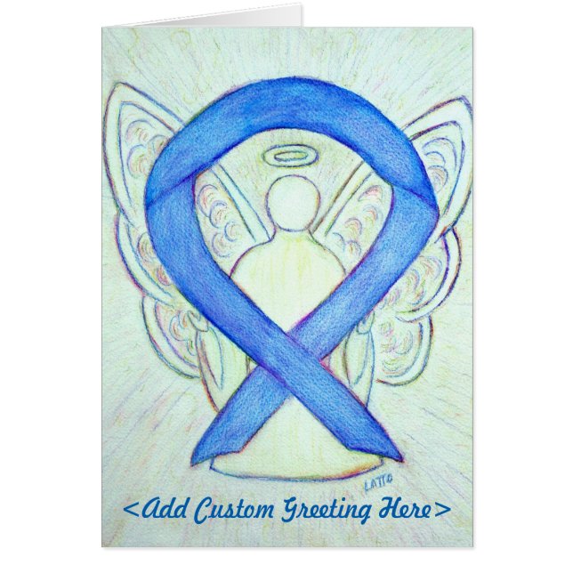 Carte de voeux de l'ange de ruban Blue River Aware (Devant)