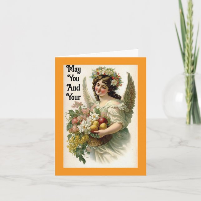 Carte de vœux de l'ange de Thanksgiving heureux (Devant)