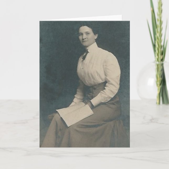 carte de voeux de lecture du livre de dame (Devant)