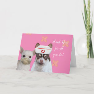 Carte de voeux de l'infirmière Merci Chihuahua