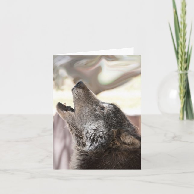Carte de voeux de loup d'hurlement (Devant)