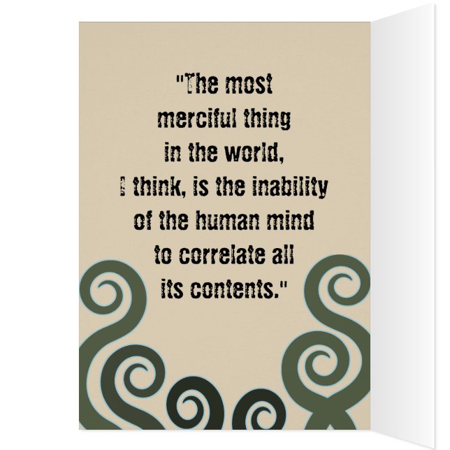 Carte de voeux de Lovecraft, portrait de Lovecraft (Intérieur (Gauche))